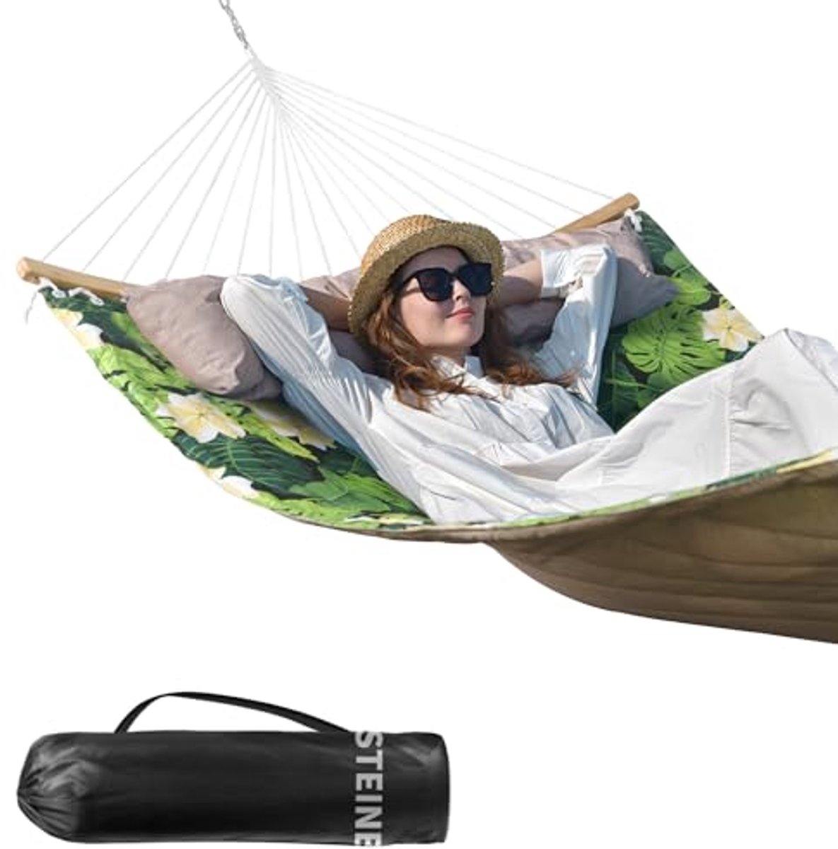 Comfortabele 2-Persoons Hangmat voor Buiten - 11 FT met Kussen en Opvouwbare Spreidstang