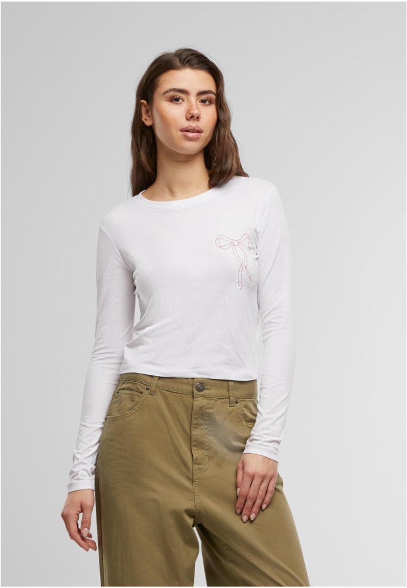 Mister Tee Damen Bow Oneliner Ladies Short Longsleeve MST247 -XL Wit