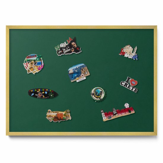 Foto: Tulup magneetbord met gouden frame groente magnetisch bord in verschillende kleuren 70 cm x 50 cm donkergroene kleur design magneetbord met frame magnetisch bord muurbevestiging memobord voor keuken