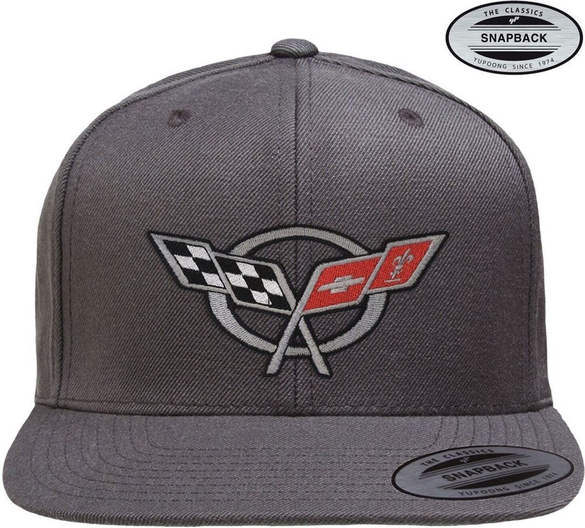 Corvette Cap C5 Flags Premium Snapback Cap GM-91-CORV9902-CB63 DarkGrey