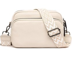 Allecto plus - Leren schoudertas voor dames met brede afneembare schouderriem - moderne crossbody tas met 3 vakken - telefoonhouder - stijlvolle dames tas.