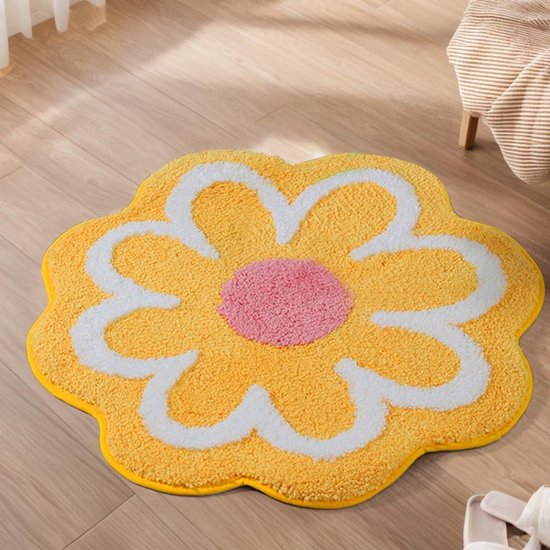 Zachte Antislip Badmat - 40x40cm - Hoog Waterabsorptievermogen - Wasbare Microfiber Douchematt voor Badkamer - Keuken - Toilet - Kinderkamer - Huisdieren - Geel