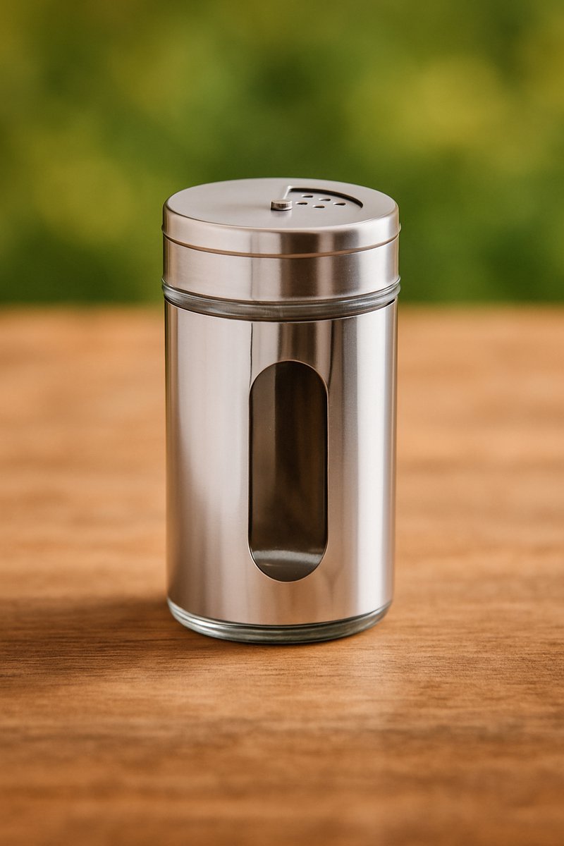 Zeller Glazen kruidenpotje - Kruidenpotje 80 ml - RVS coating