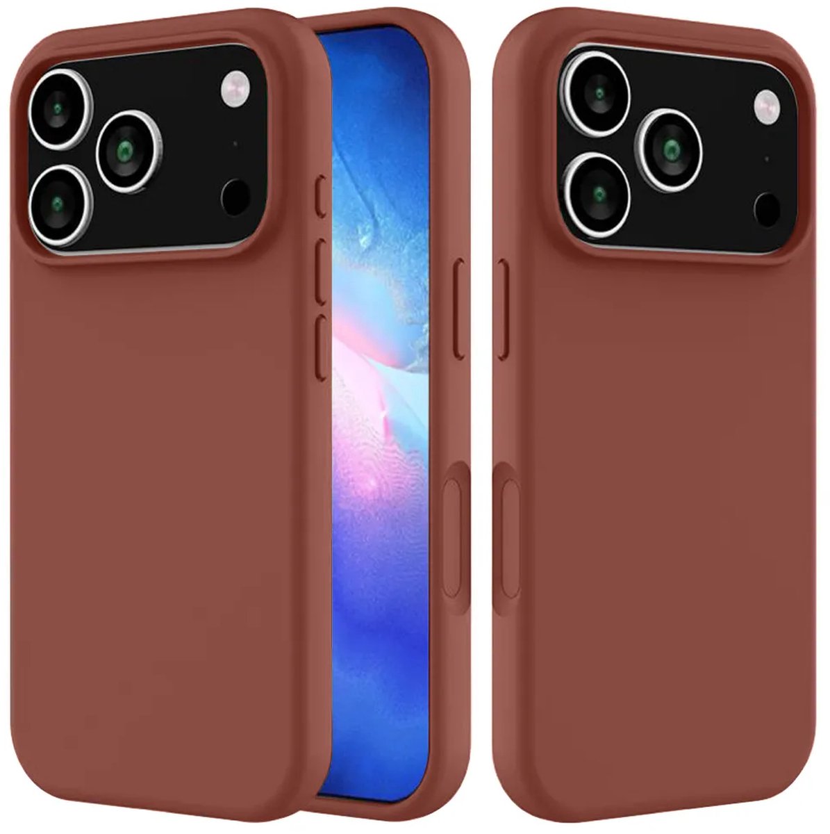 MobyDefend Hoesje - Geschikt voor iPhone 17 Pro - Matte Siliconen Backcover - Terracotta