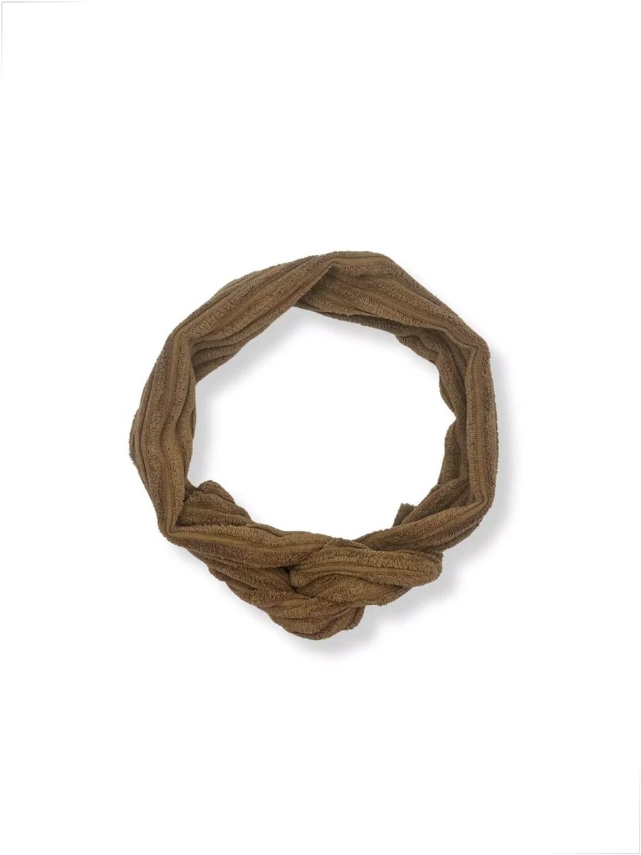 Duurzaam cadeau - Flexibele haarband - IJzerdraad - Bruine ribstof - 90 cm