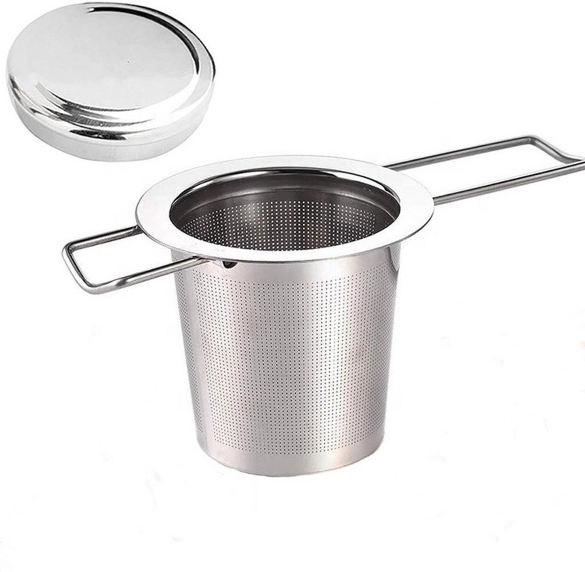 QTTVBTNA Roestvrijstalen theefilter met deksel - losbladige thee infuser - inklapbaar hand