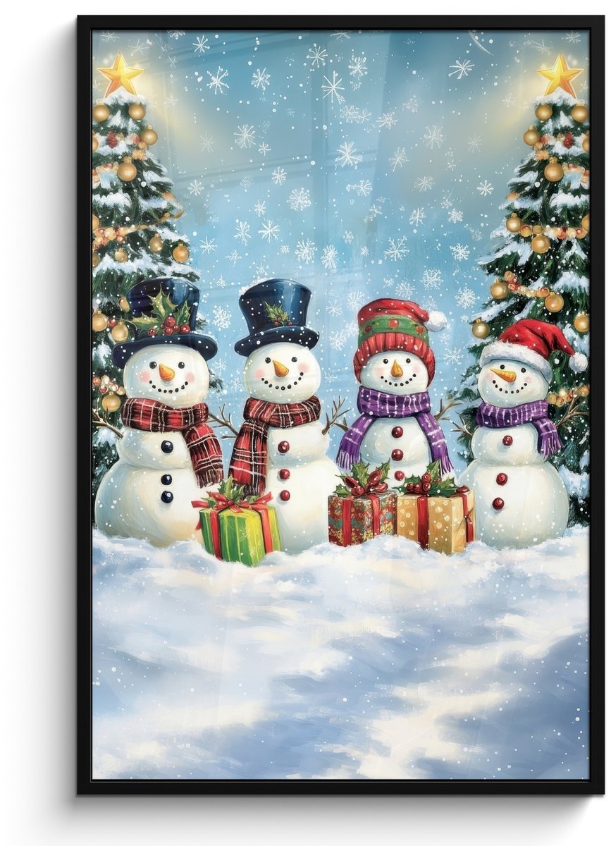 FrameYourWall Poster in lijst - Fotolijst 80x120 cm - Posters - Vrolijk - Sneeuw - Kleurrijk - Posterlijst zwart - Decoratie - Wanddecoratie woonkamer - Muurdecoratie slaapkamer