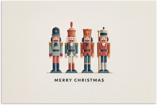 Poster 30x20 cm - Notenkrakers - Minimalistisch - Kerst - Beige - Posters - Kamer decoratie - Wanddecoratie woonkamer - Muurdecoratie slaapkamer - Kerstversiering - Kerstdecoratie voor binnen - Kerstmis