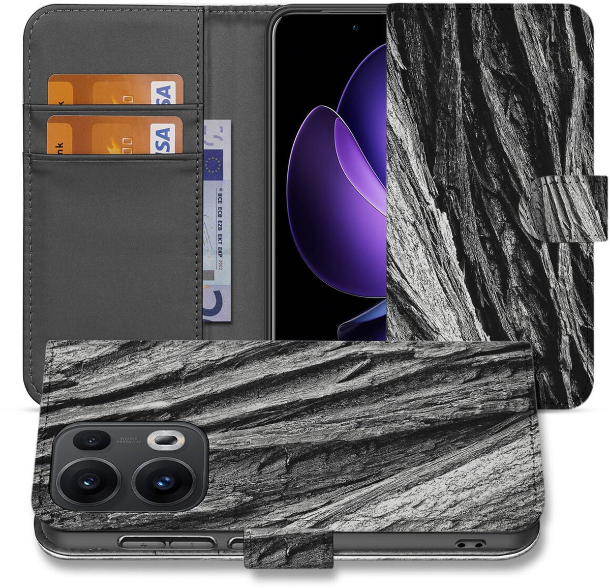 Book Style Case OPPO Reno 13 Pro Boomschors Grijs
