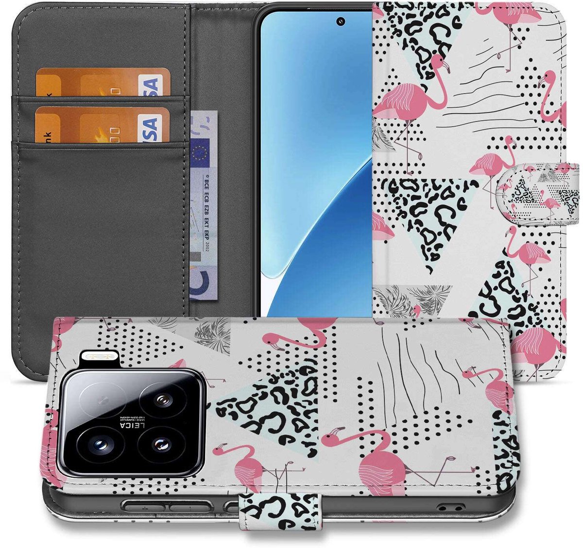 Xiaomi 15 Telefoonhoesje met Pasjes Flamingo Triangle