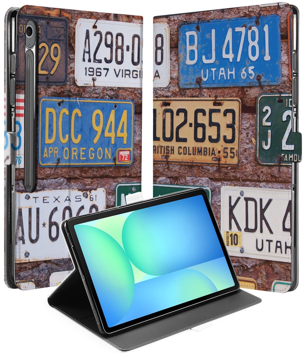Book Case Hoesje met Standaard Kentekenplaten Samsung Galaxy Tab S10 FE Plus