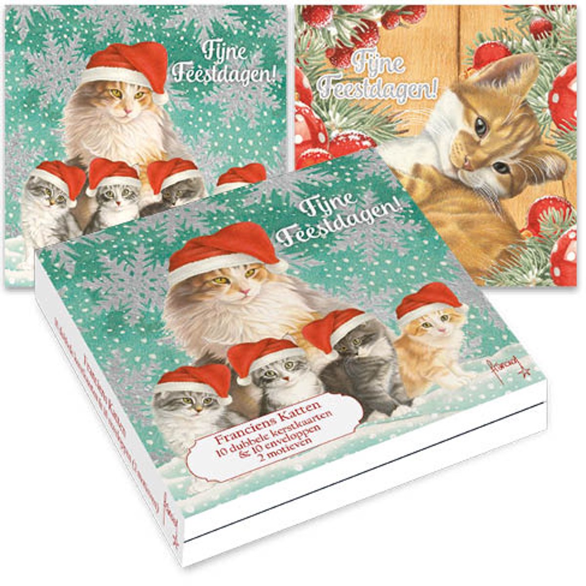Franciens Katten kerstkaartenmapje - Moeder met 4 kittens - Binkie