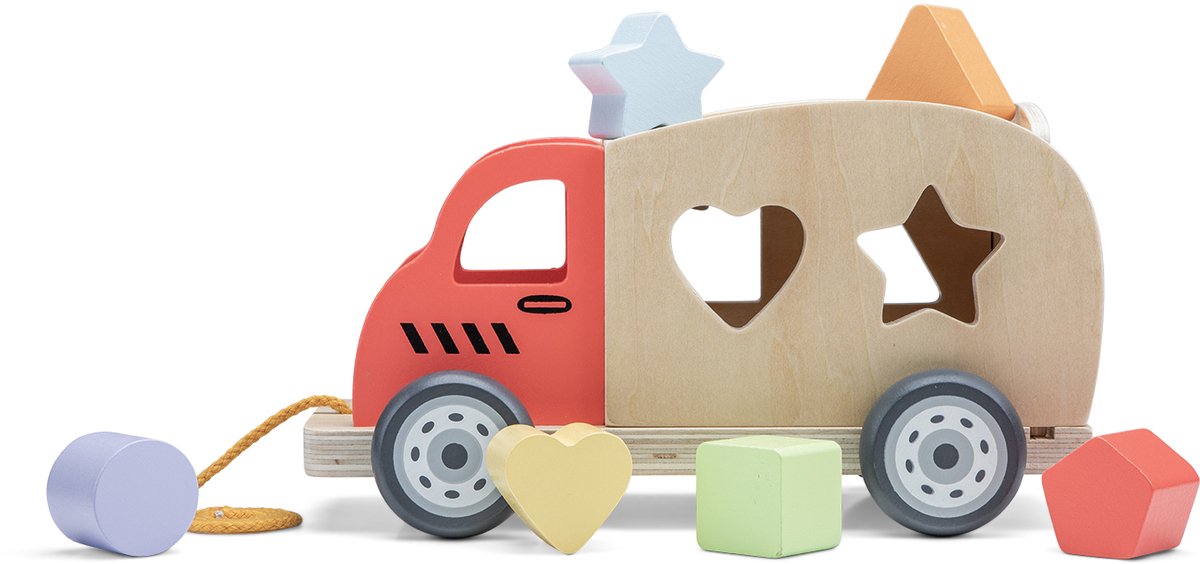 Woet® Houten Vormentruck - Sorteerwagen met Vormblokken - Trekfiguur en Vormenstoof in één - Educatief Speelgoed - Montessori Speelgoedvoertuig - Vanaf 1 Jaar — afbeelding 5
