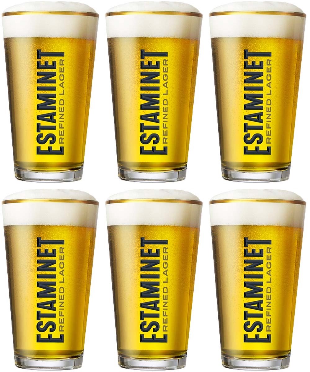 Estaminet Bierglazen 25cl - Transparante Tulpglazen - Set van 6 Stuks - Ideaal voor Lagerbier