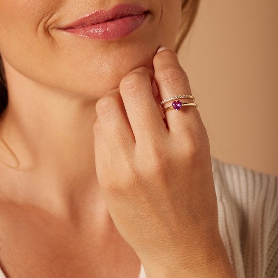 Lucardi Dames Zilveren ring 2-tone - Ring - 925 Zilver - Zilver- en