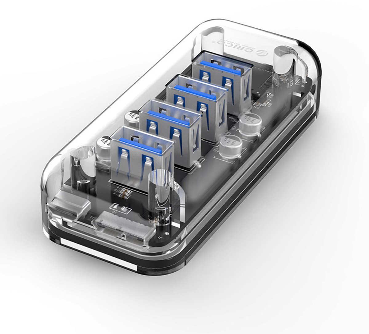 Orico USB hub met 4 poorten - USB3.0 - busgevoed / transparant - 1 meter