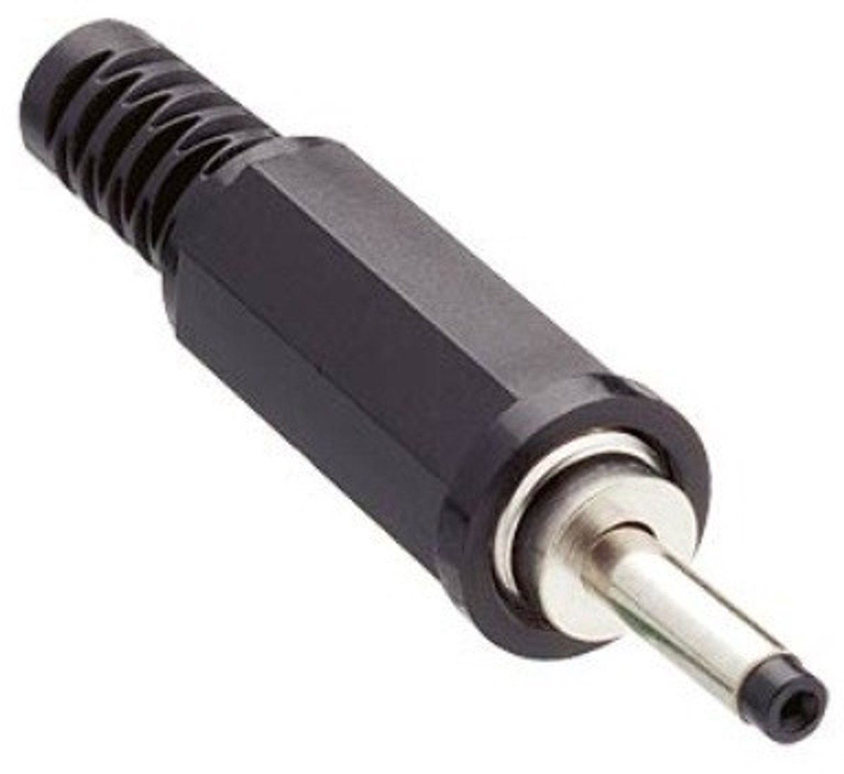 DC connector recht - 2,35 x 0,75 mm - soldeerbaar / zwart