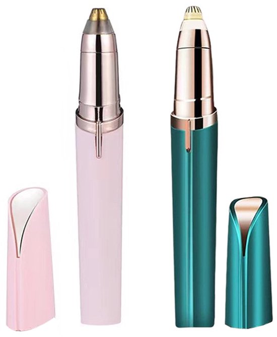 Gsedaox-Wenkbrauw Trimmer-Gezichtsontharing Dames-Pijnloos wenkbrauwscheerapparaat-voor gezicht, wenkbrauwen, lippen en neus-Roze + Groen