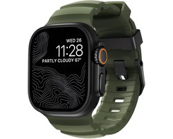 Nomad Rocky Point Horlogeband / Zwarte Hardware 45/46/49mm – 100% Waterdicht – Ventilatiegroeven voor Ademend Vermogen – Compatibel met Apple Watch Ultra & Ultra 2 en 10 t/m SE - Groen