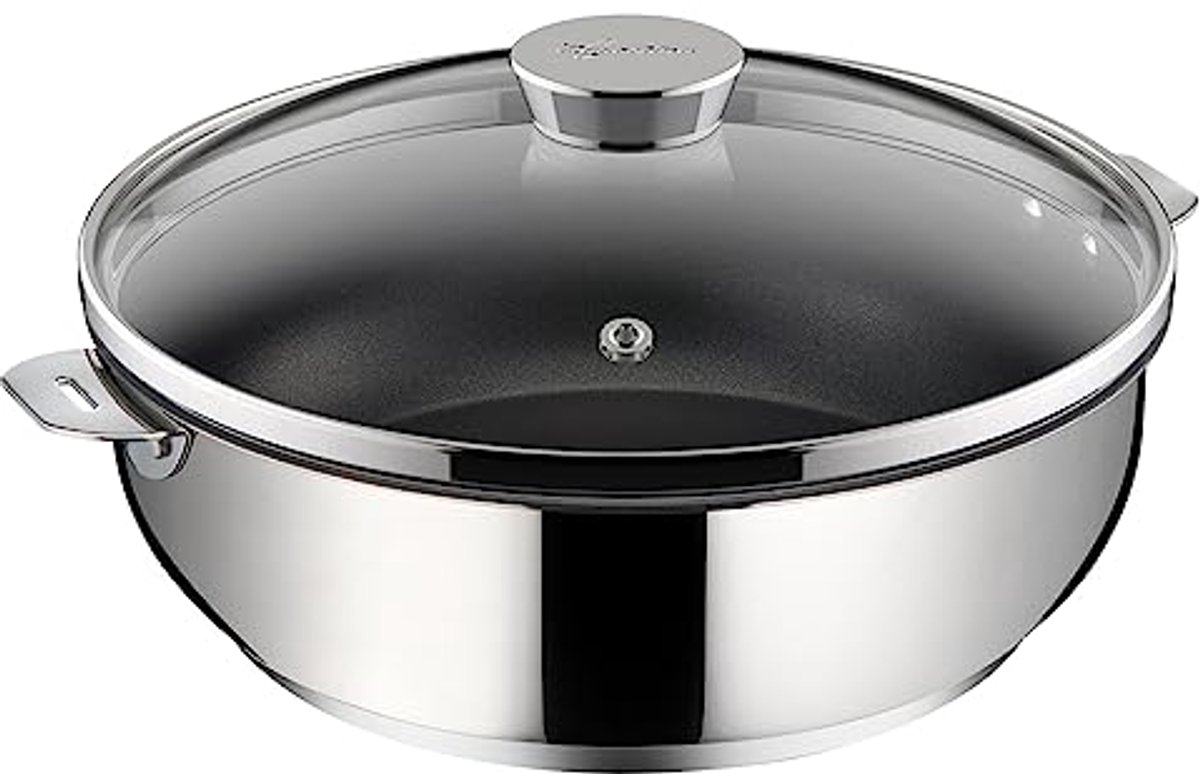 Sautépan met deksel 28 cm – Roestvrijstalen stoofpan met antiaanbaklaag