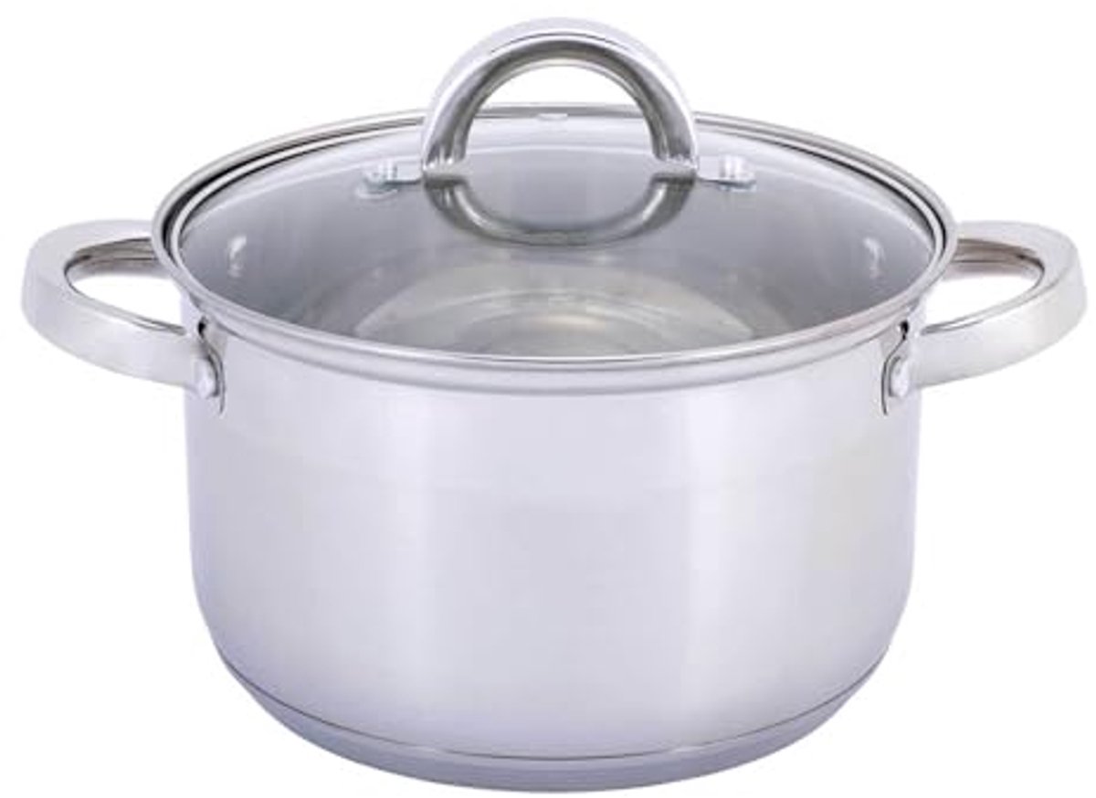 Roestvrijstalen Kookpan 2,9L met Glazen Deksel en Inductie 18 cm