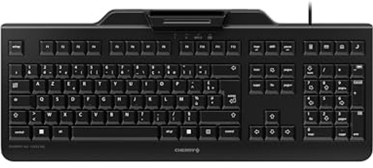 AZERTY Toetsenbord met Smartcardterminal - Veilig Bekabeld Toetsenbord voor Kantoor en Gaming