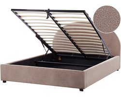 BELIANI VAUCLUSE - Bed met opbergruimte - Taupe - 160 x 200 cm - Bouclé
