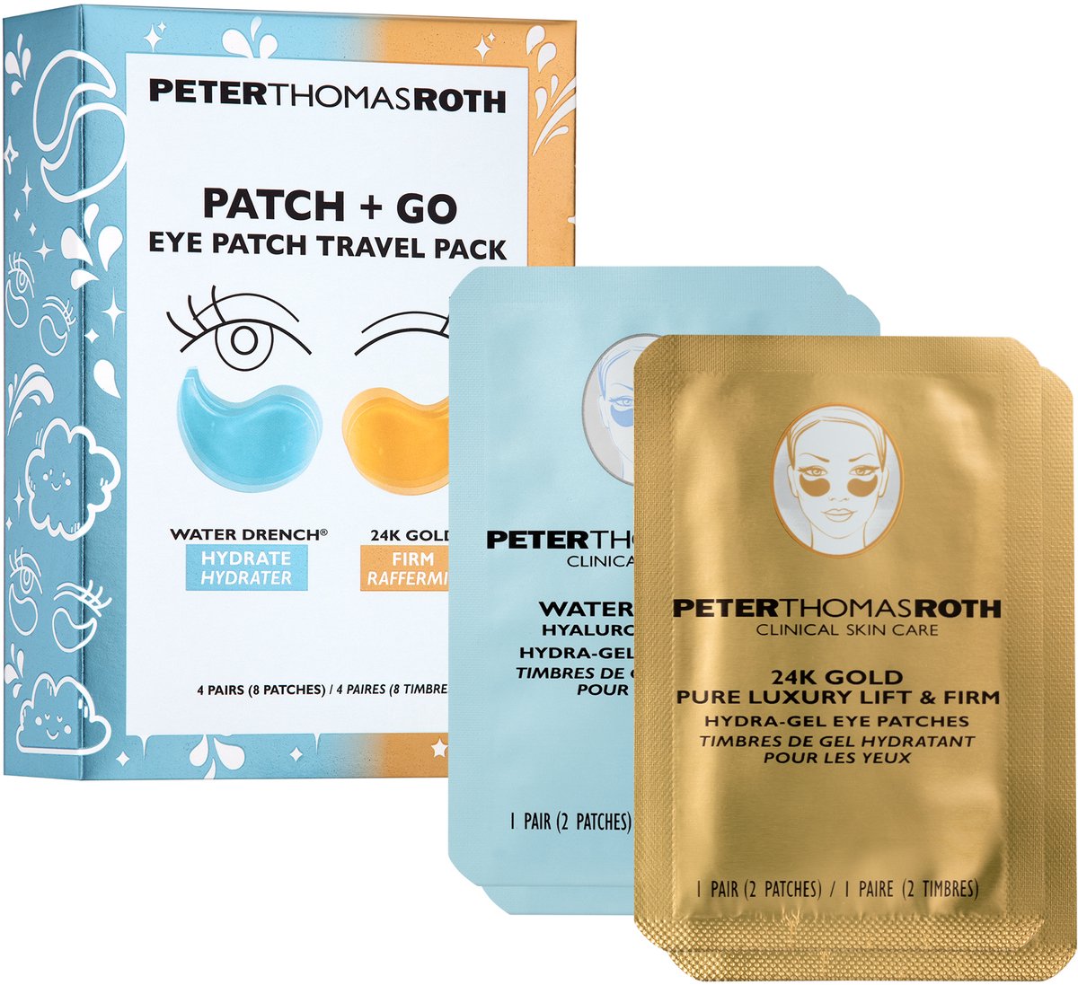 Peter Thomas Roth - Peter Thomas Roth Patch + Go Eye Patch Travel Pack Water Drench + 24K Gold 4 Pairs