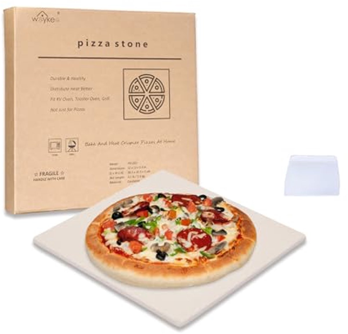 Vierkante Cordieriet Pizzasteen voor Thuisoven en Grill - 30,5 x 30,5 cm