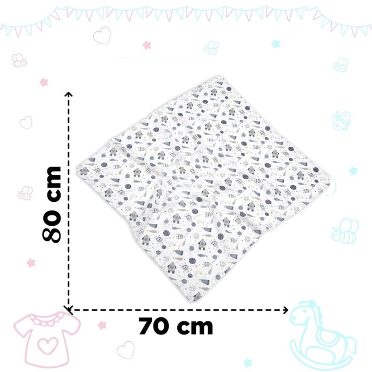 Image of 100% organisch katoenen muslin, odourless en antibacterieel, 80 x 70 cm, Oeko-Tex gecertificeerd