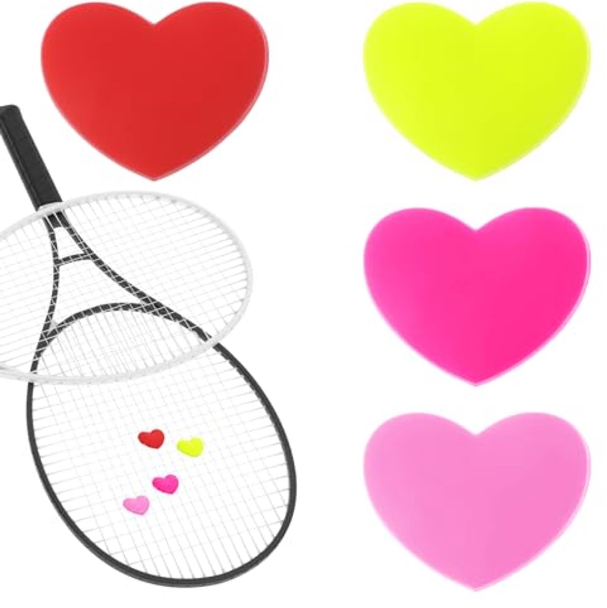 Tennis Demper Set van 4 Hartvormige Siliconen Schokdempers voor Racket - Leuke Tennis Accessoires