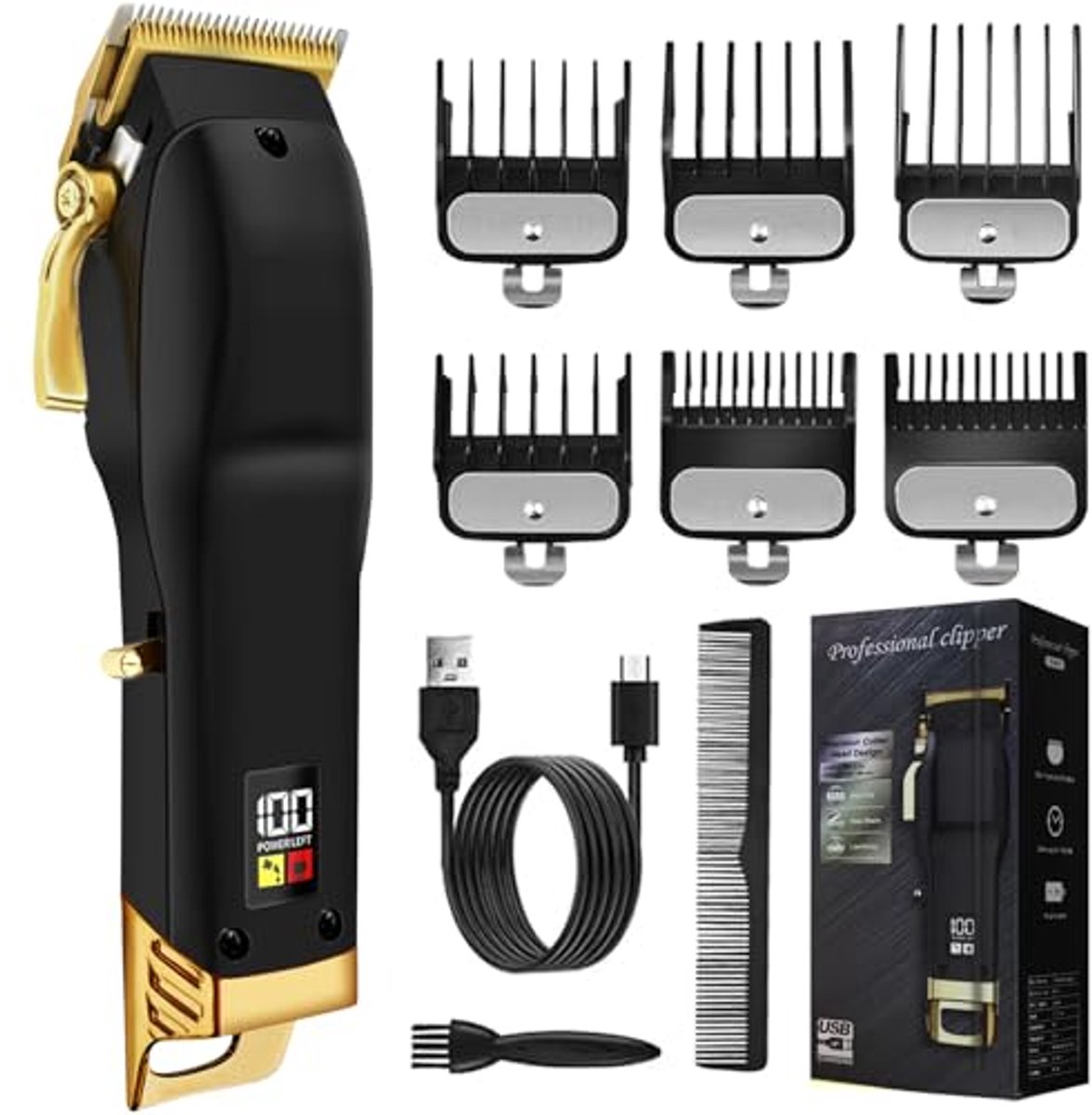 Professionele Haartrimmer Set met 6 Gidskammen voor Stijlvolle Kapsels
