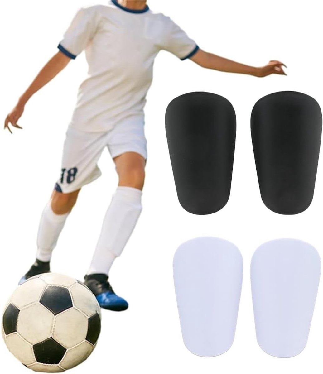 Pack of 4 Mini Football Scheenbeschermers - Comfortabele Bescherming voor Jongeren - Kinderen - Vrouwen - Mannen (Zwart - Wit)