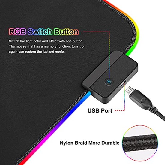 Grote RGB Gaming Muismat XXL met 14 Verlichtingsmodi - Waterdicht en Antislip — afbeelding 4