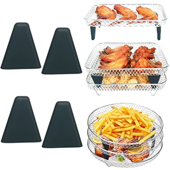 Air Fryer Stacking Rack Accessoires met Silicone Voetjes - Voor Ronde ...