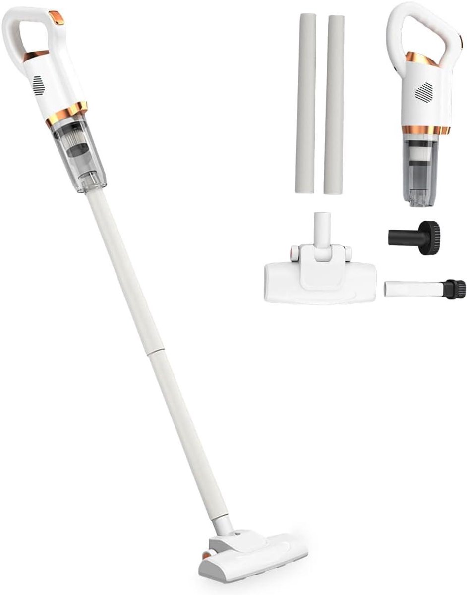 Allecto plus - Draadloze stofzuiger voor rechtopstaand stofzuigen, 2-in-1 dweilen, vloerborstel, hardhouten vloer, tapijt, dierenhaar