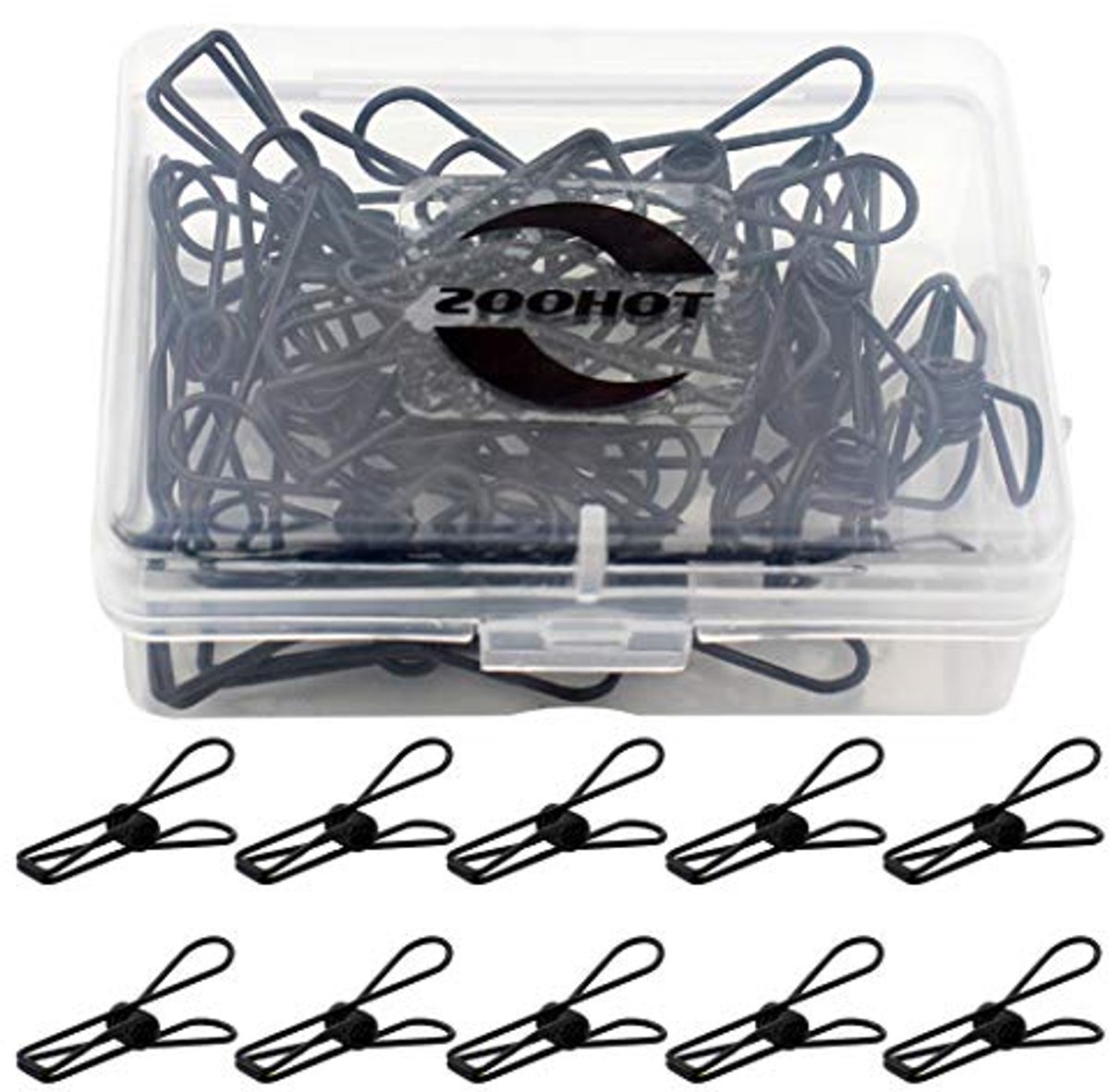Set van 25 multifunctionele zwarte metalen clips voor waslijnen