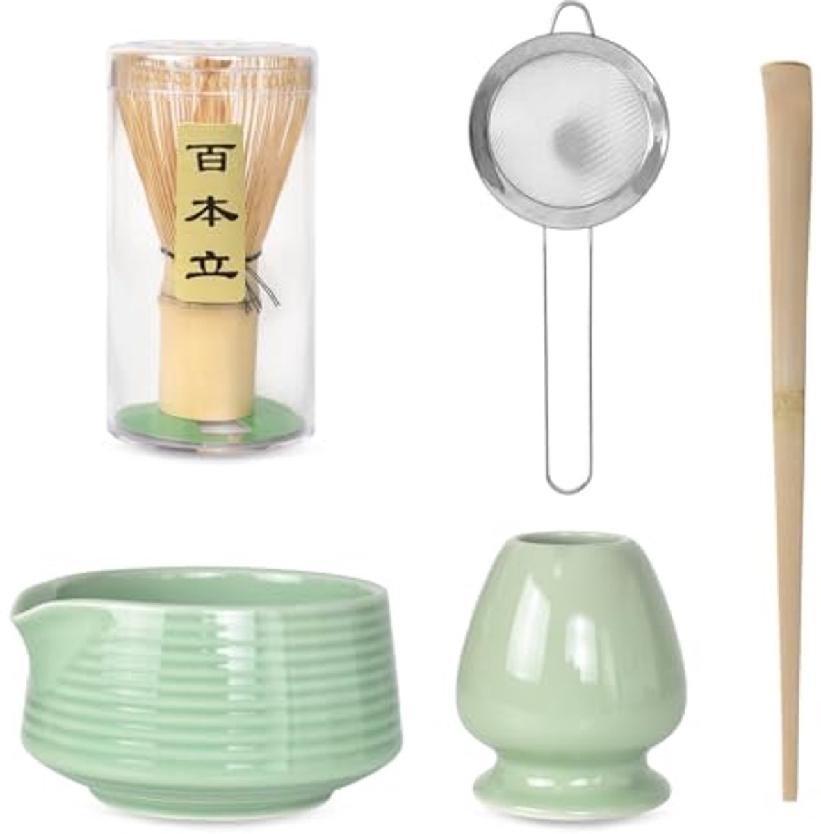 5-delige Matcha Set met Kom, Bamboe Broom en Lepel