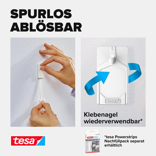 Tesa - 77772 - Clou adhésif pour papier peint et plâtre - jusqu'à 0.5kg - 13mm - transparent - 2 pièces