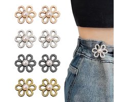 8 Stuks - Broekverkleiner - Taille Spanner Set - Pins - Taille Extender - Spijkerbroek Verkortknopen - Verstelbare Knoop - Aanscherping Knop - Richter Knoppen - Herbruikbare - Broek taille versteviging - Voor losse jeans, broeken, rokken en mouwen