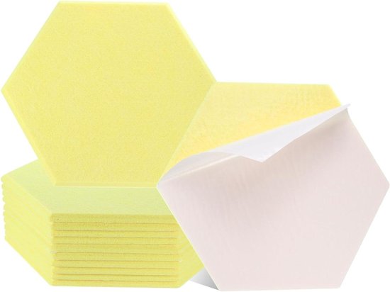 Hexagon Akoestische panelen, zelfklevend, 18 stuks, akoestisch schuim, geluidsisolatie, hoge dichtheid, voor wanddecoratie en akoestische behandeling