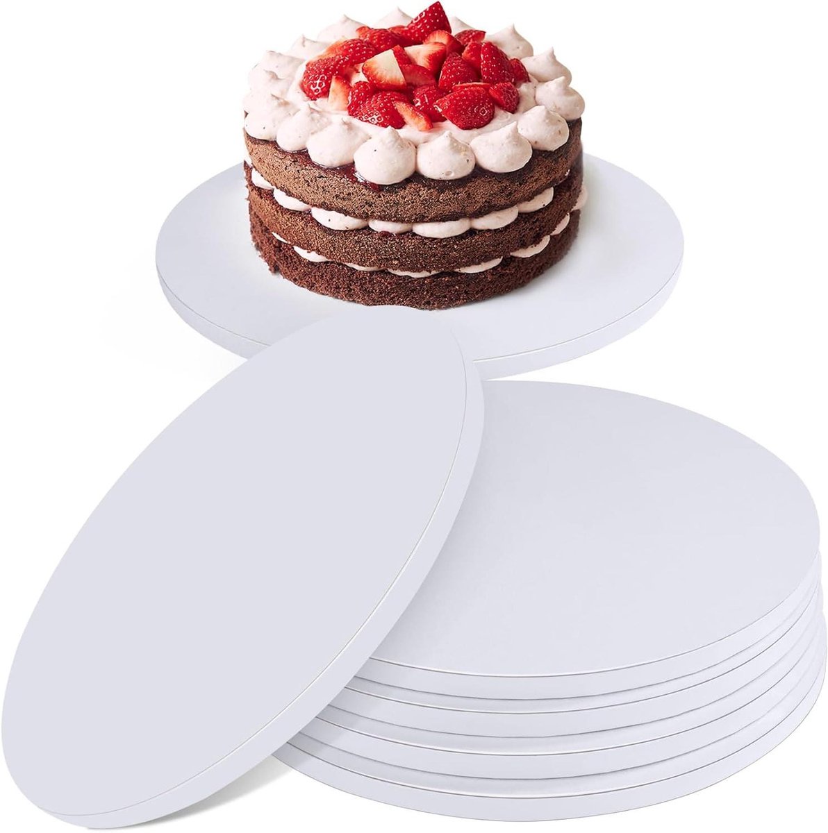 Allecto Plus - Ronde Taartonderleggers 30 cm, 5 stuks - Kartonnen Taartbodem 11 mm dik - Herbruikbaar en Vetafstotend - Transport en Tentoonstelling van Cake en Desserts - Wit