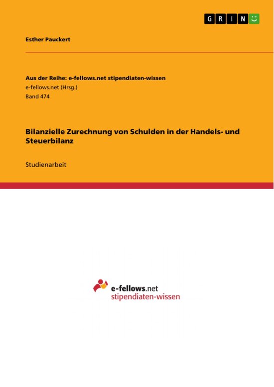 Bilanzielle Zurechnung von Schulden in der Handels- und Steu ... - cover