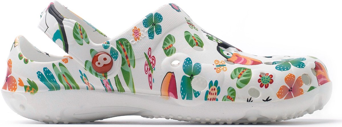 Schu'zz Schuzz Damen Clog Badeschuhe Globule Femme imprimé Toucan / Multicolor-37