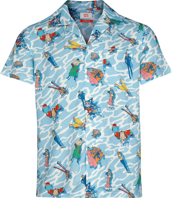 OppoSuits One Piece™ Hawaii Shirt - Officieel One Piece™ Ocean Chill Shirt - Heren Overhemd Korte Mouwen - Carnavalskleding - Blauw - XL