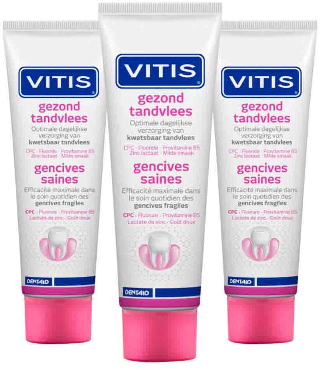 Vitis - Tandpasta Gezond Tandvlees - 3 x 75 ml - Voordeelverpakking