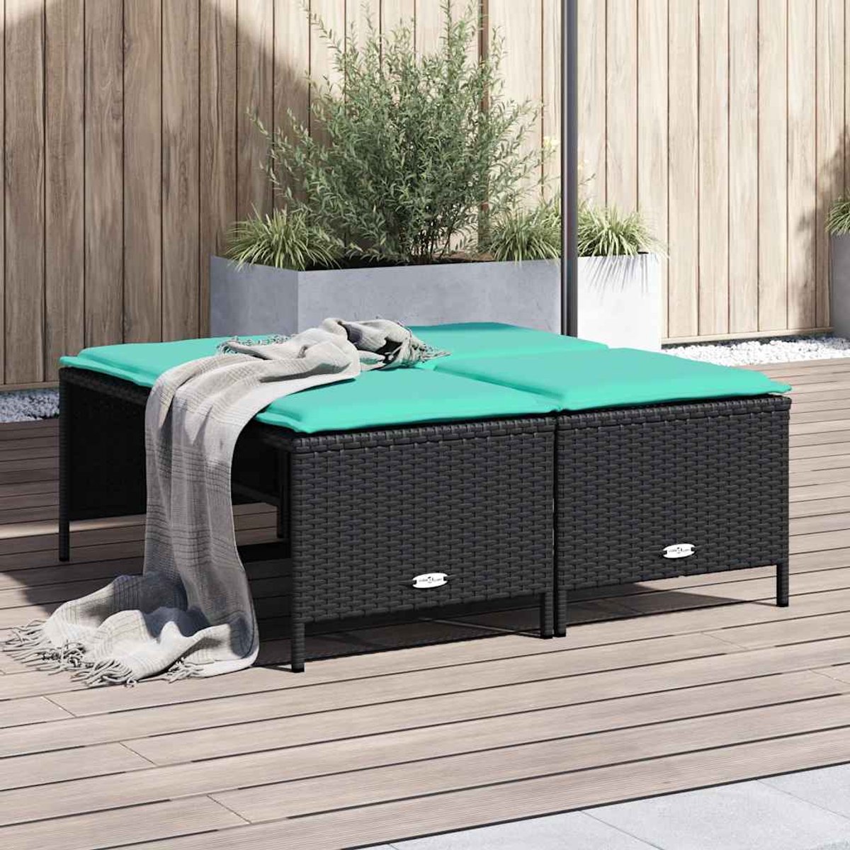 vidaXL Tuinstoelen - met - kussens - 4 - stuks - zwart - polyrotan