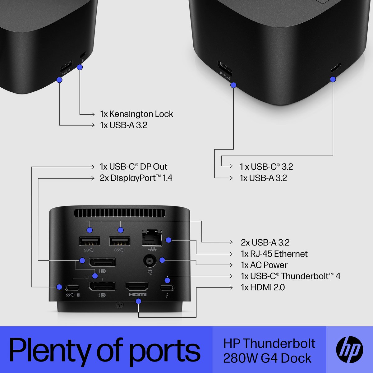 HP Thunderbolt Dock 280W G4 met combokabel thumbnail 4