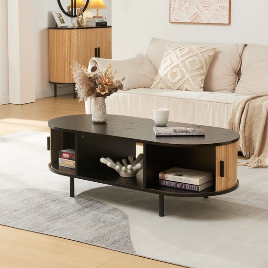 Salontafel Tvedestrand 120x55x40 cm zwart en naturel [en.casa]