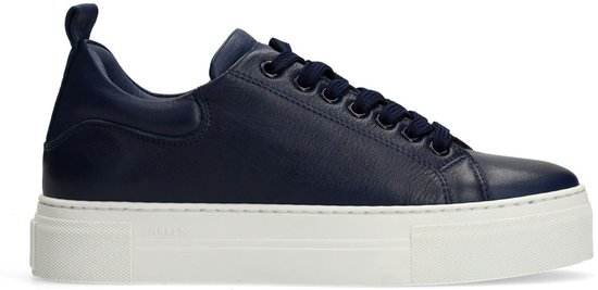 Manfield - Dames - Donkerblauwe leren sneakers - Maat 37